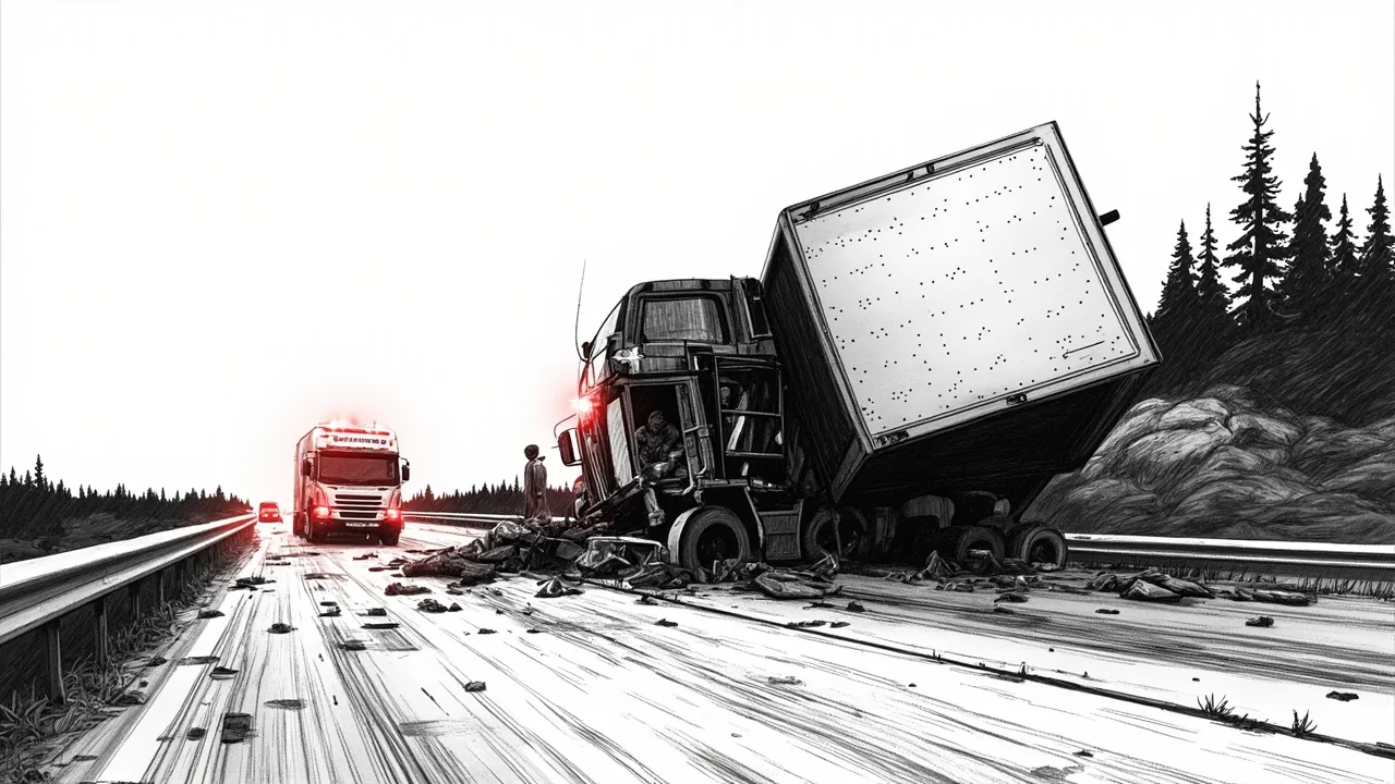 Sweden Truck Crash: Route 62 Closed, 2 Trapped