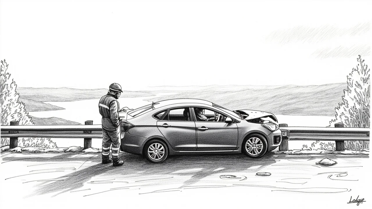 Car Hits Guardrail on E6 at IKEA Furuset in Oslo