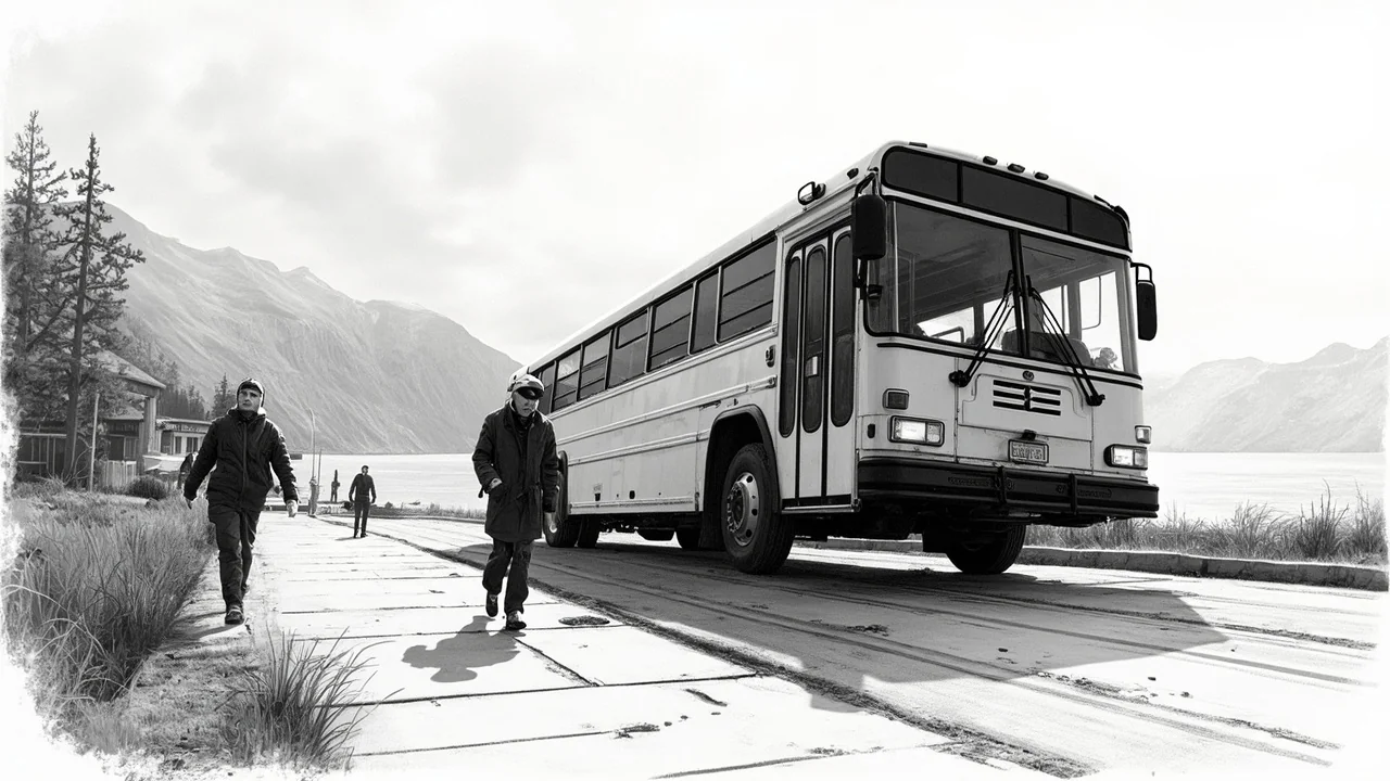 Norway School Route Danger: Bus on Sidewalk