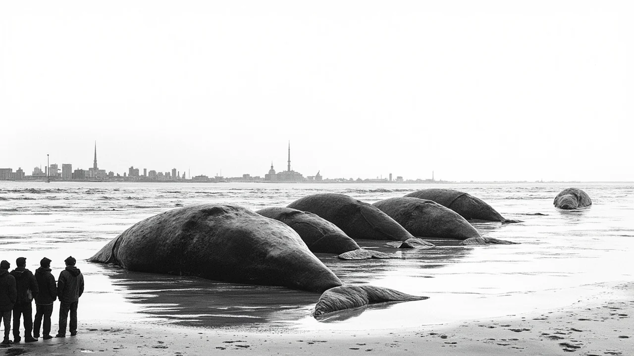 Illustration for Five Sperm Whales Strand on Danish Coast as Rescue Proves Impossible