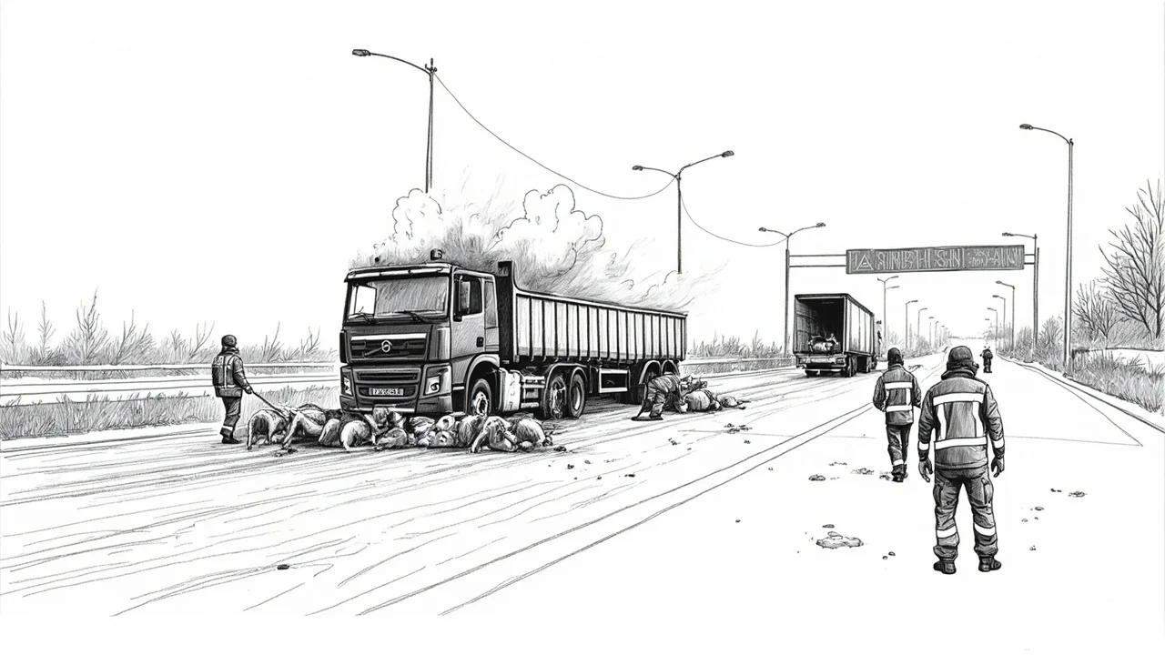 E45 Closed at Kliplev After Pig Transport Fire