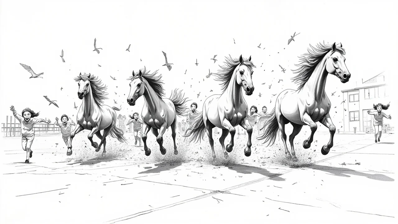 Norway Loose Horses Cause Traffic Chaos: Locked in Kindergarten