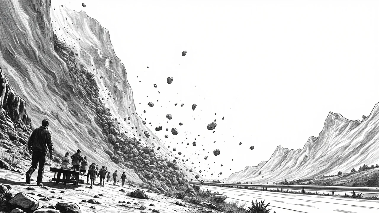 Illustration for Norwegian Family Flees Massive Rockfall in Åkrafjorden
